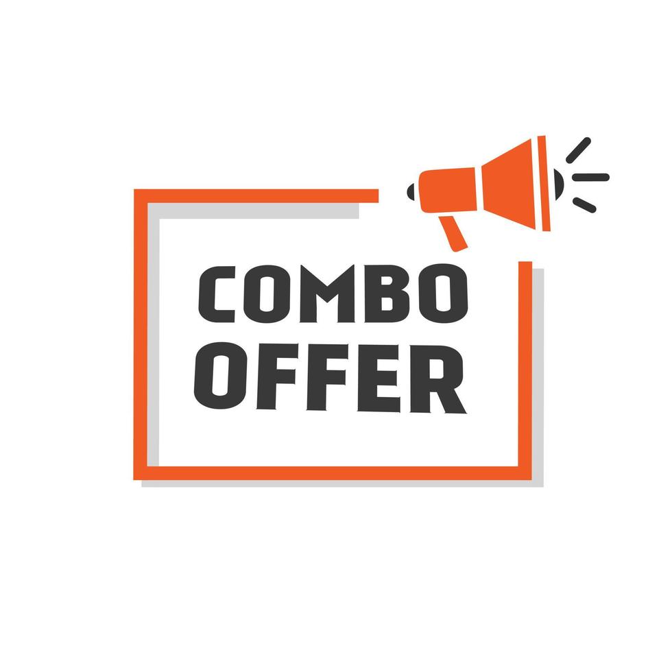 Combo offer. Big discount banner design element with megaphone icon. Vector template.