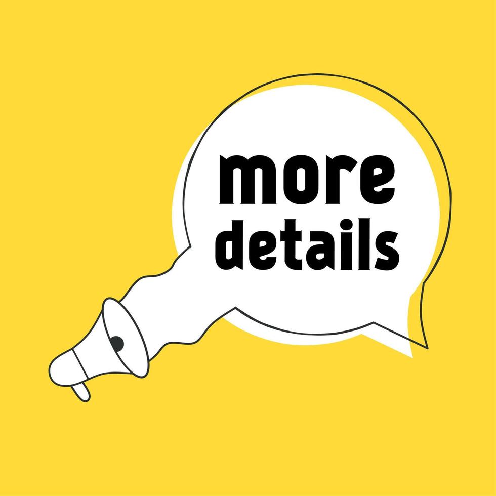 More details written on banner template. Flat icon speech bubble design with megaphone. Vector illustration.
