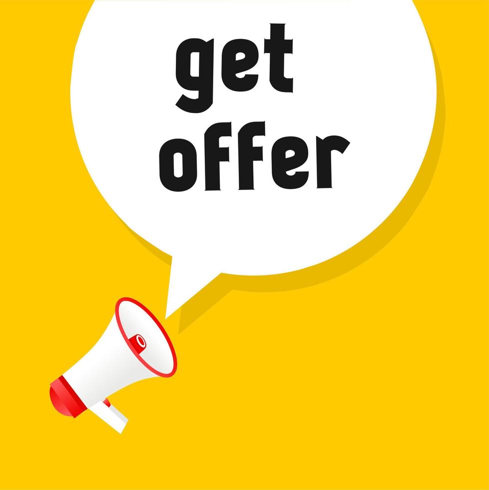 Get a offer, Sale banner design. speech bubble icon. Vector template design.