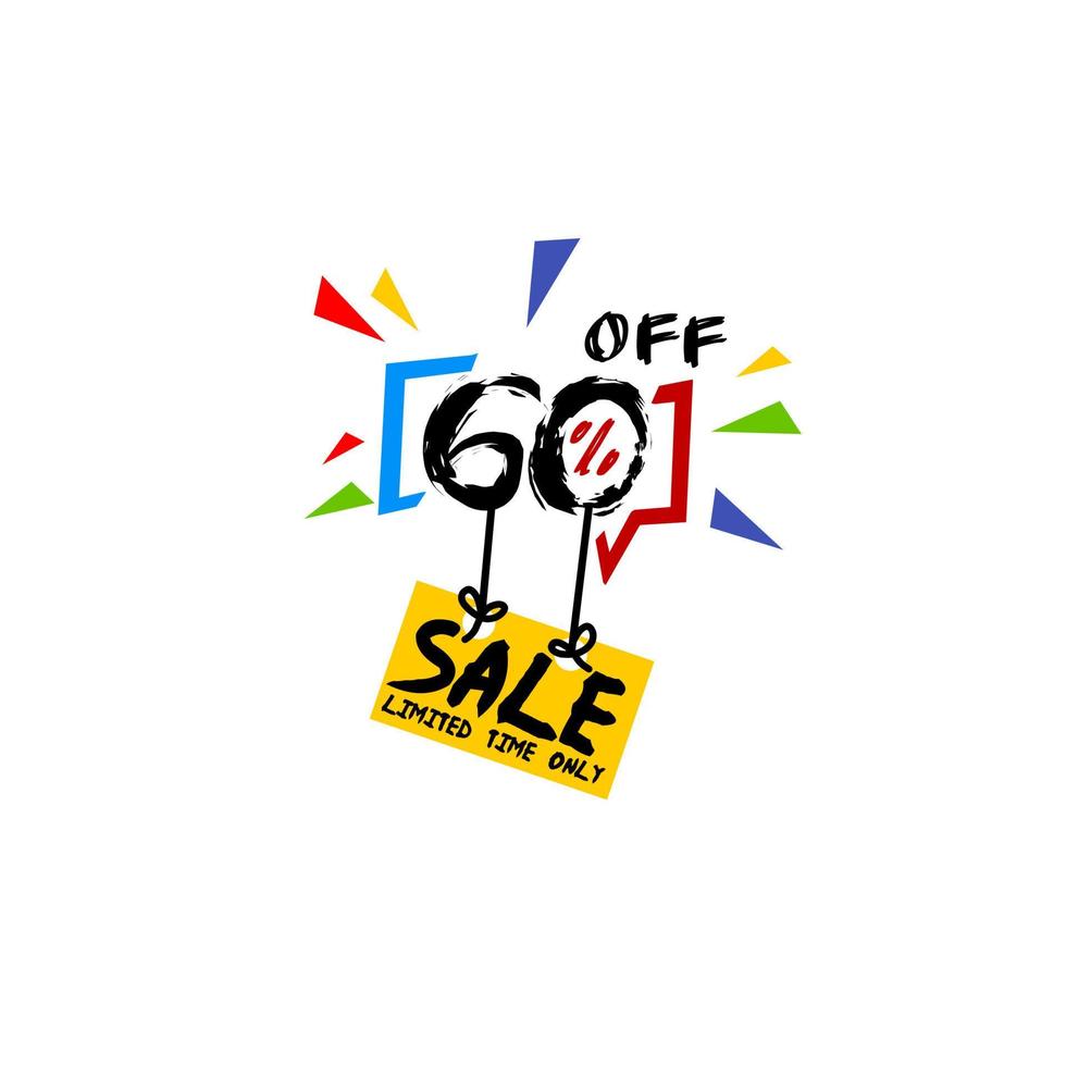 60 percent off discount vector banner. Flat vector isolated on white background.