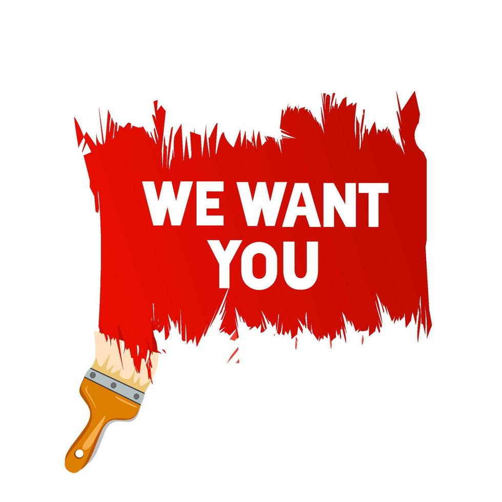 We want you banner design template. vector illustration. flat icon.