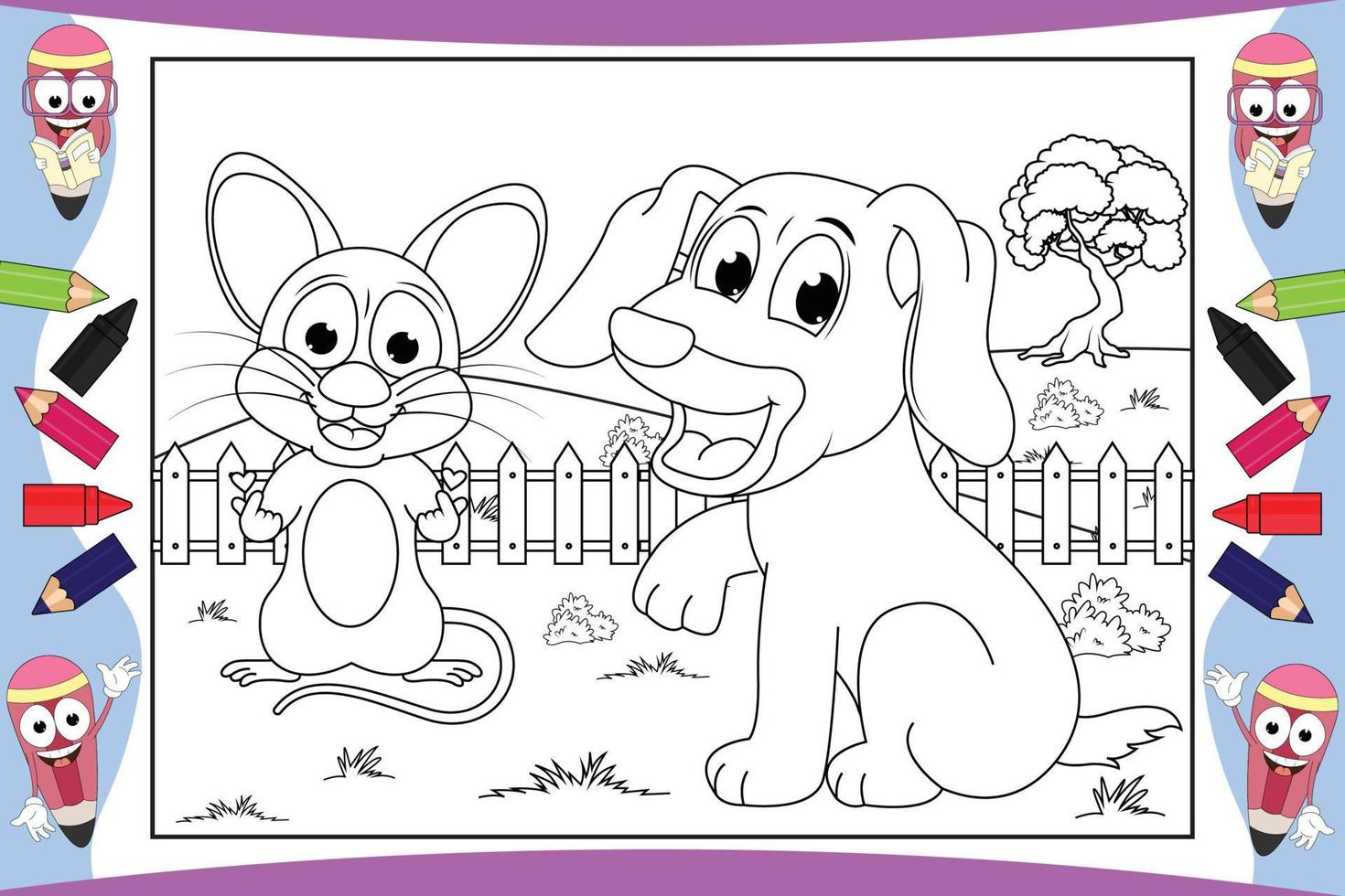 coloring animal cartoon for kids vector