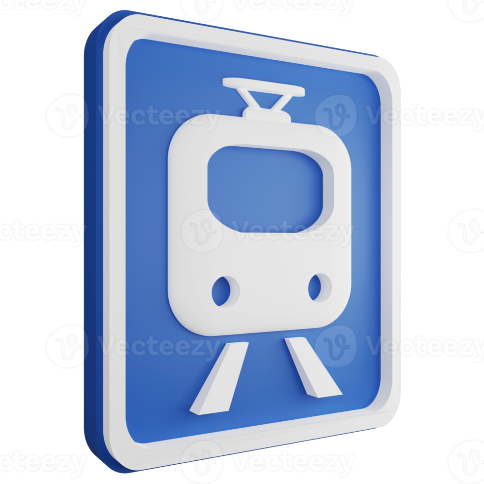 3d rendre métro signe icône isolé sur transparent arrière-plan, bleu informatif signe png