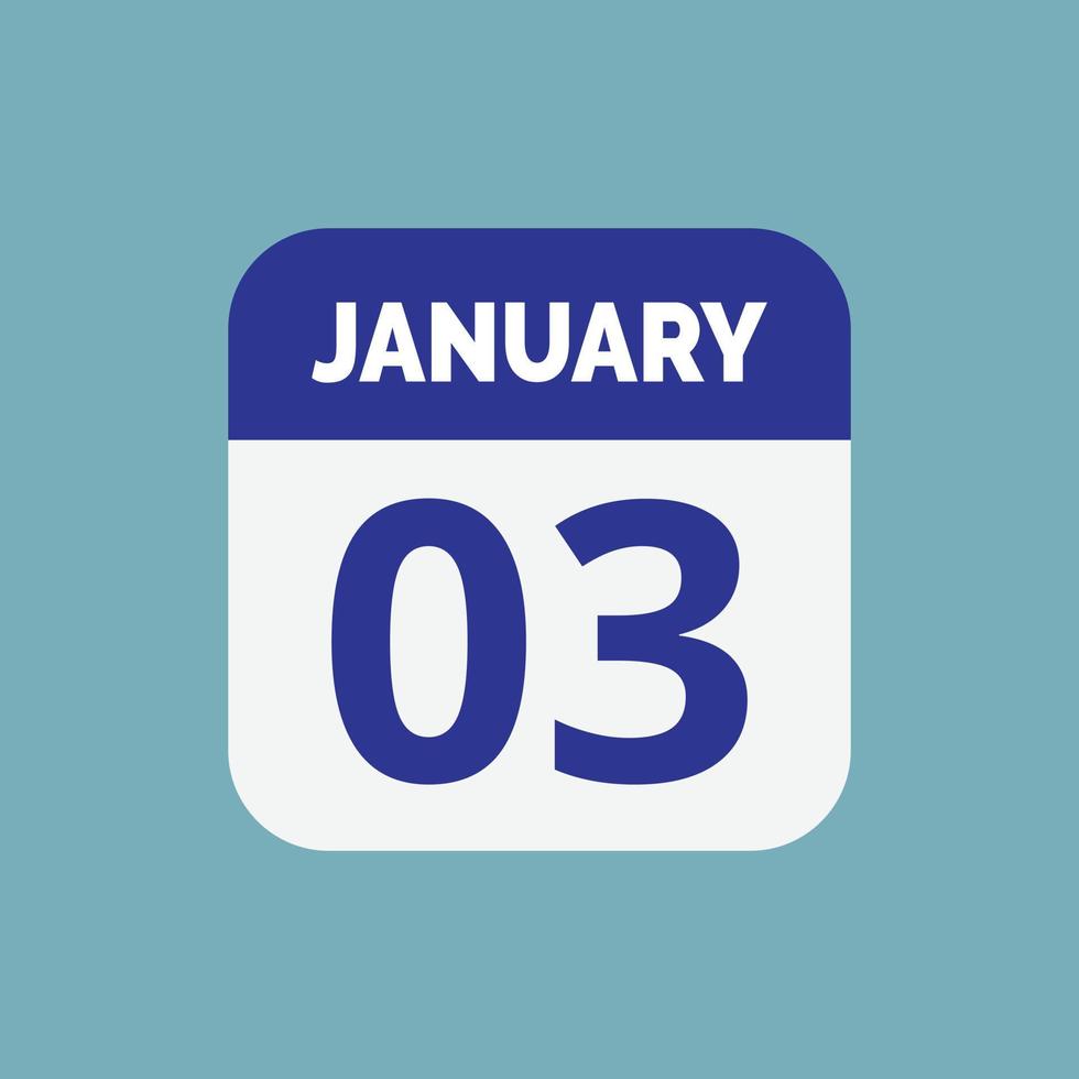 January 3 Calendar Icon vector