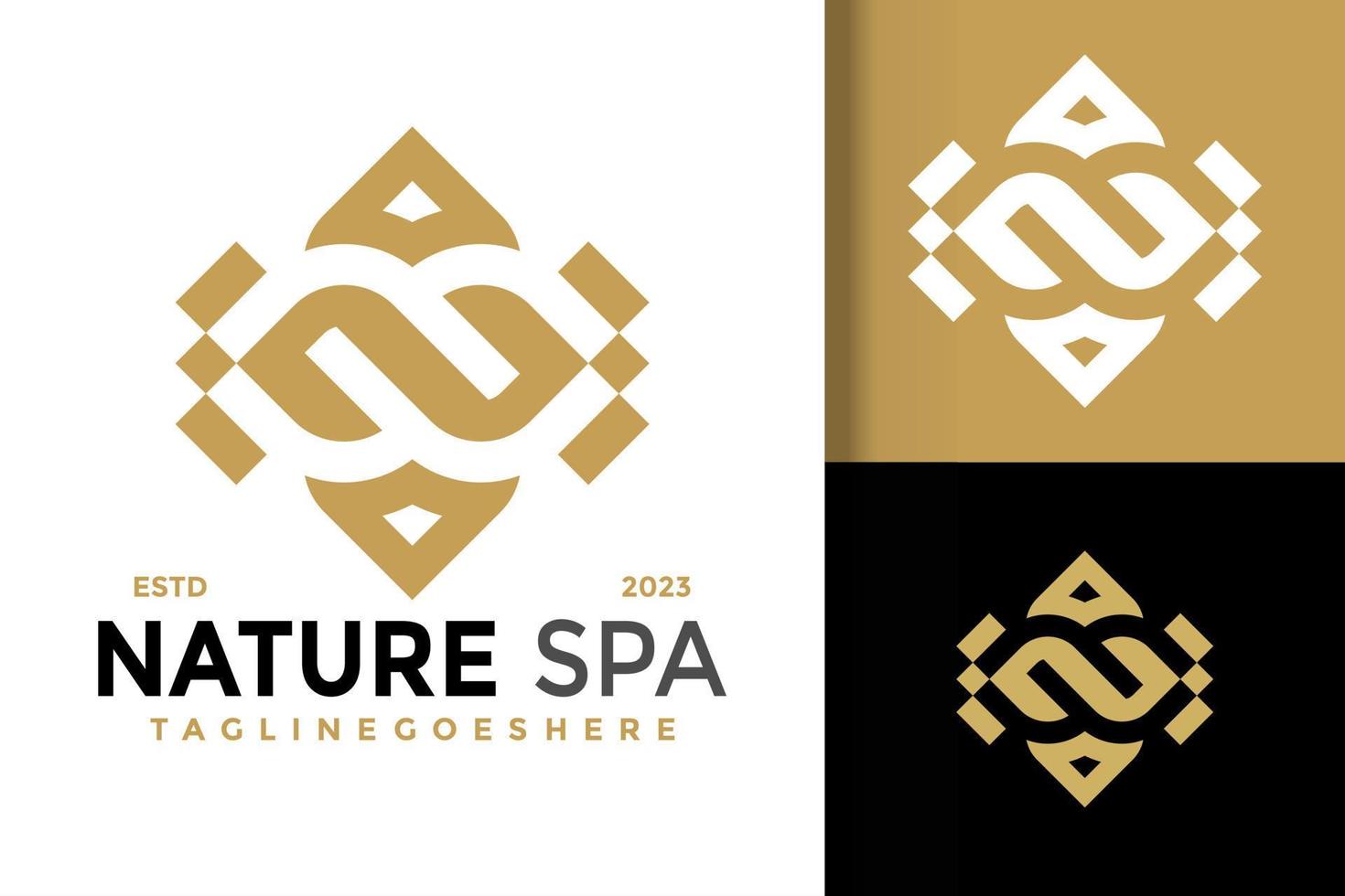 Luxury Letter N Nature Spa Logo vector icon illustration