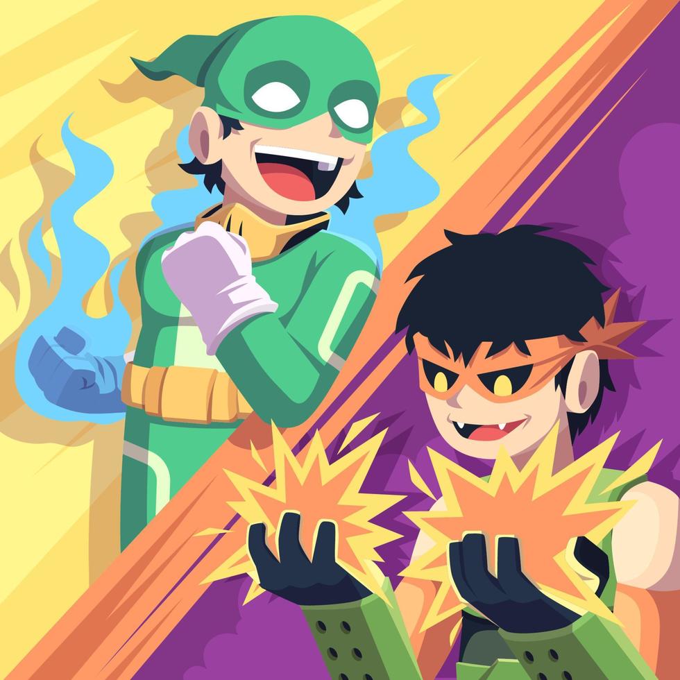 Hero Character Wearing Mask with Super Power vector