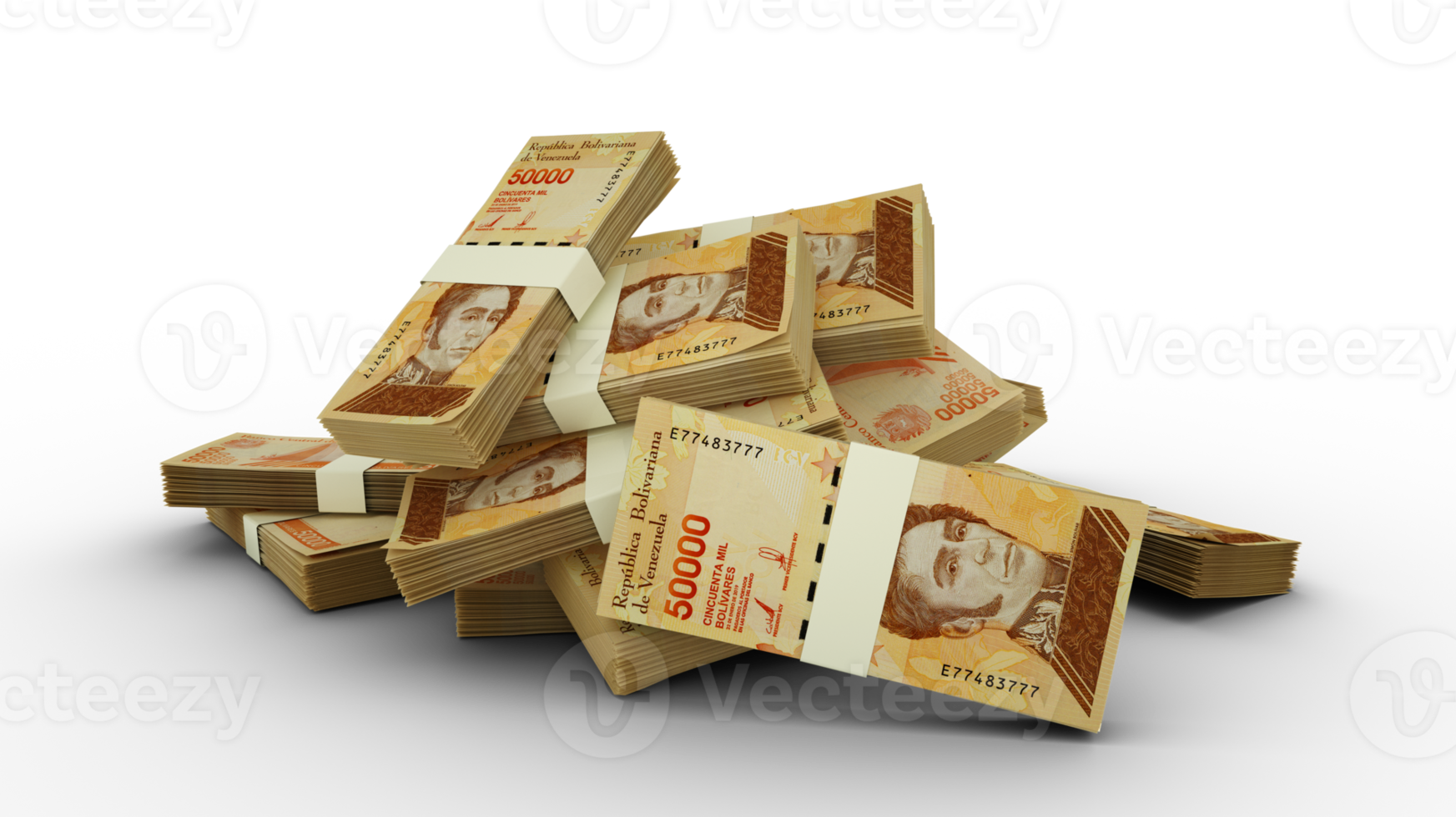 3D Stack of Venezuelan bolivar notes png