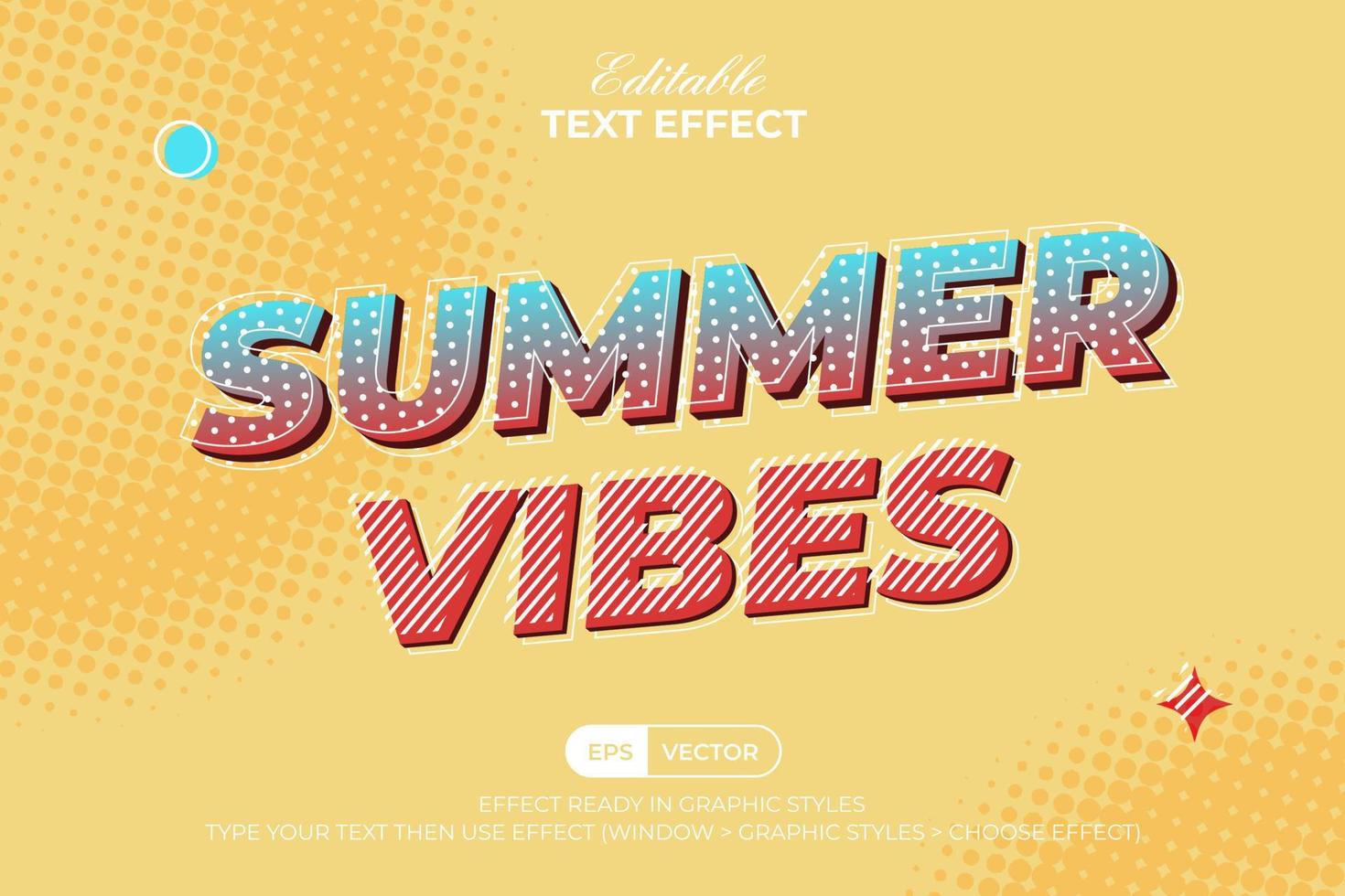 Summer vibes text effect pop art style. Editable text effect. vector