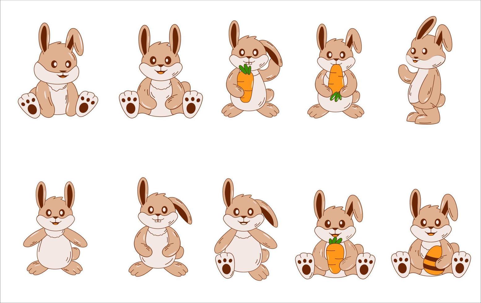 Cute Bunny Illustration Vector Set