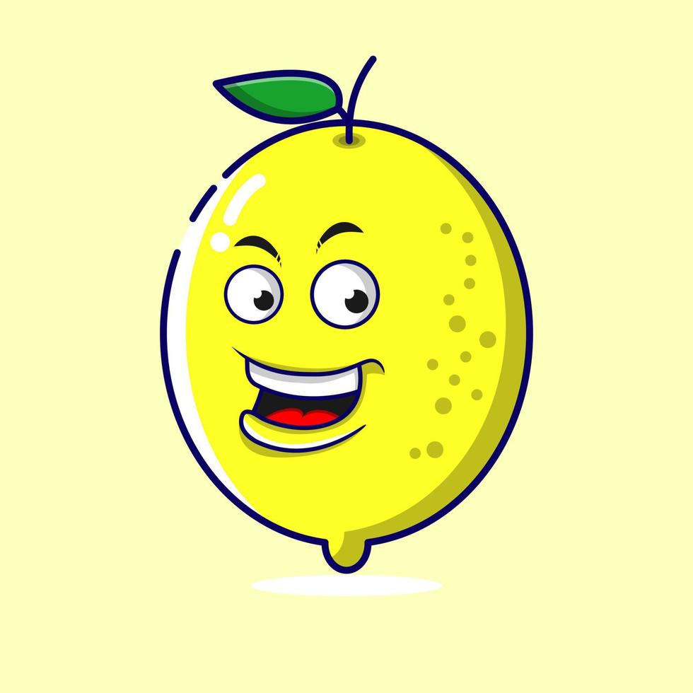 vintage lemon illustration cartoon with happy expression vector