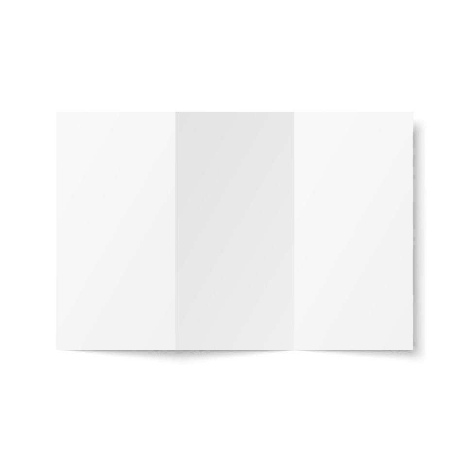 Vector blank white trifold leaflet opened