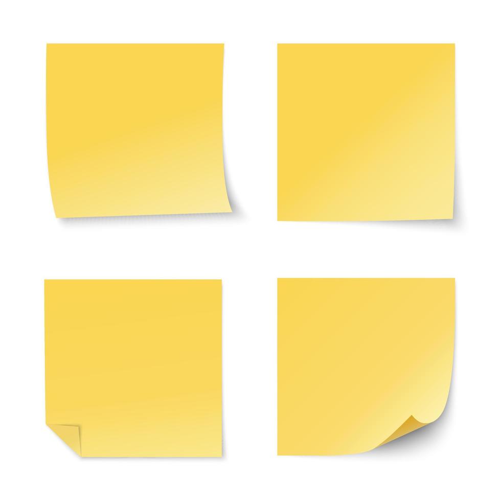 Set of vector yellow paper stickers