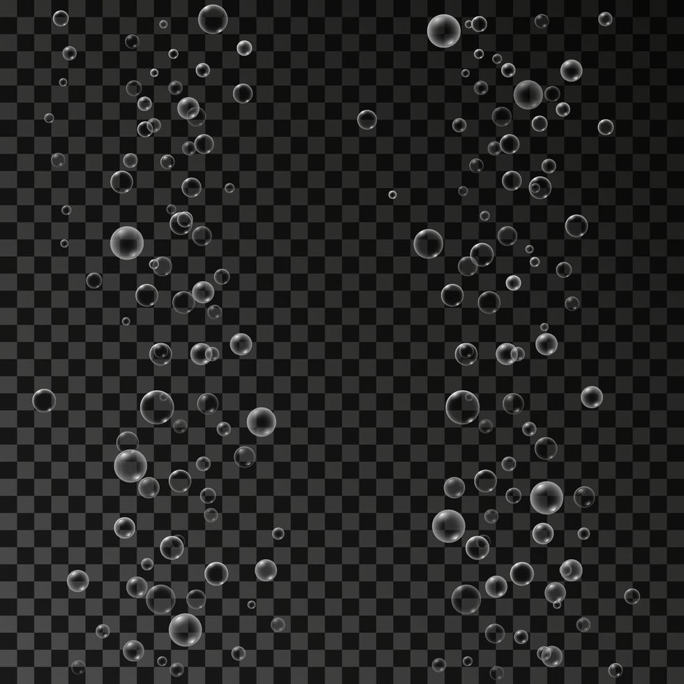 air bubbles set isolated on dark background. vector