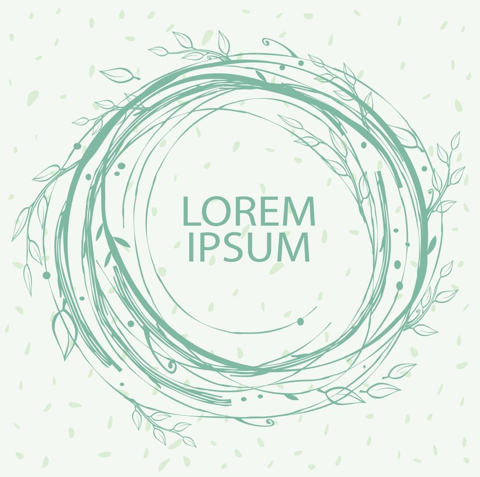 Round frame made of Sketch style floral branches vector