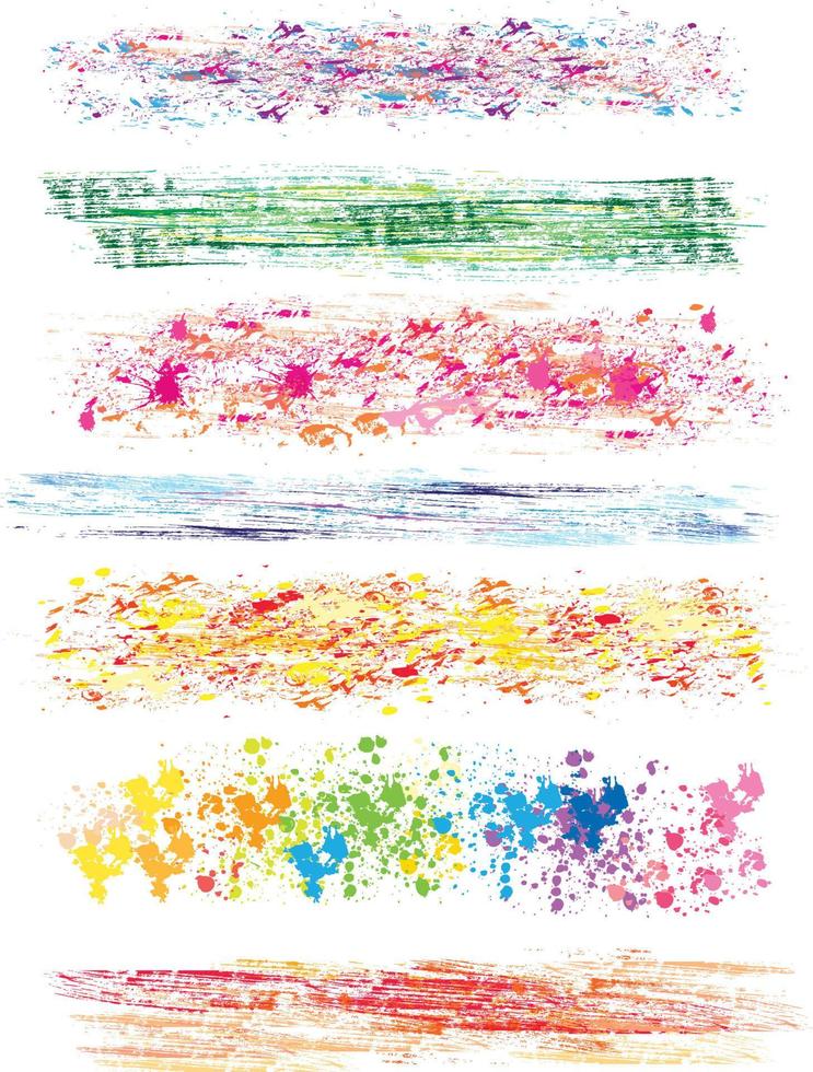 Set of colored brush strokes vector