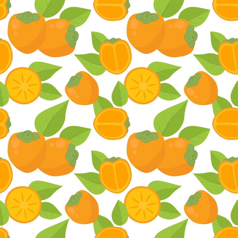 Persimmon fruits seamless pattern vector