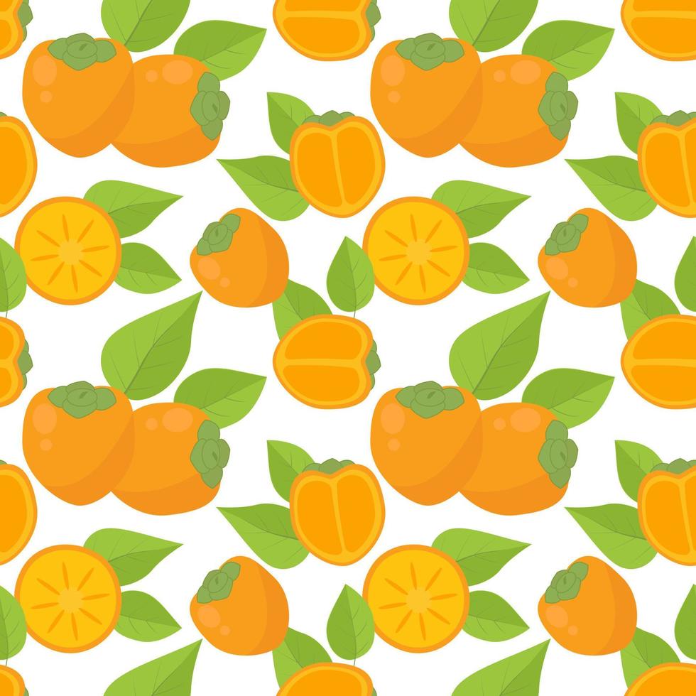 Persimmon fruits seamless pattern vector