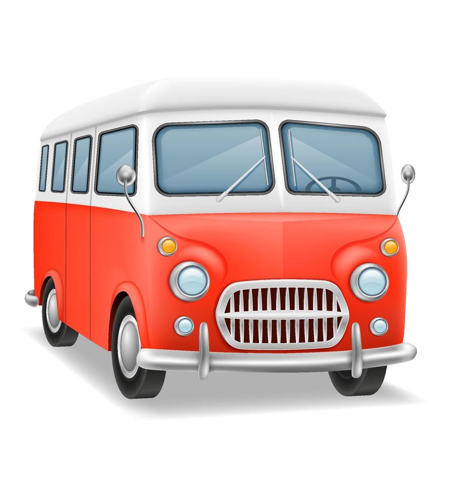 retro mini van bus for travel and leisure vector illustration isolated on white background