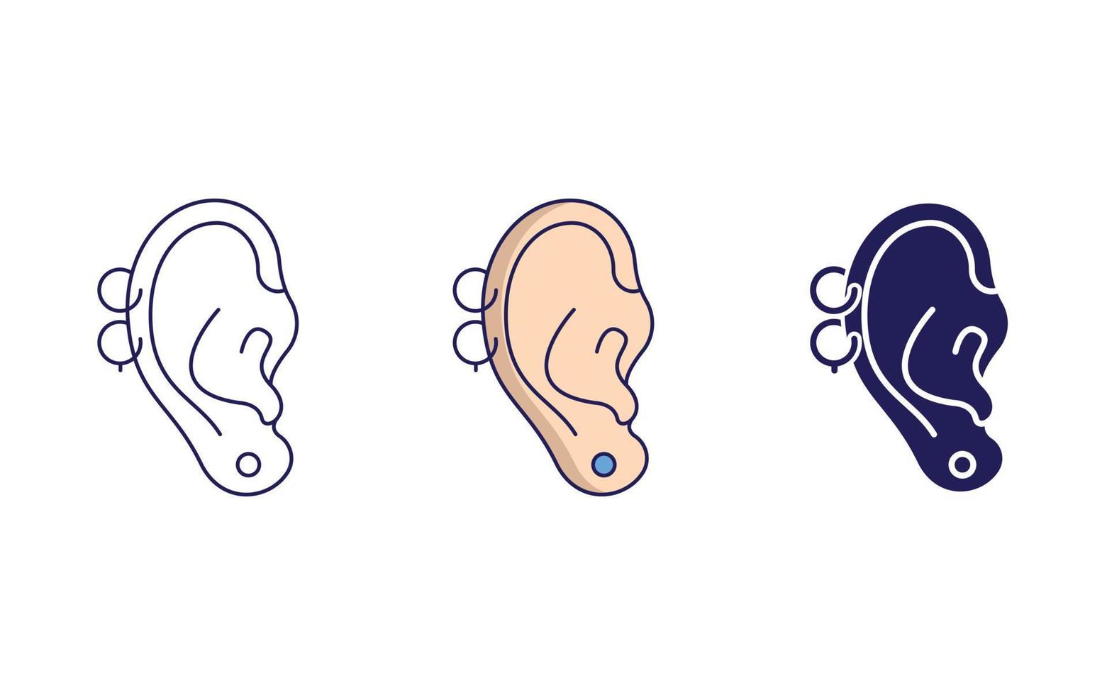 Outline Ear piercing vector icon