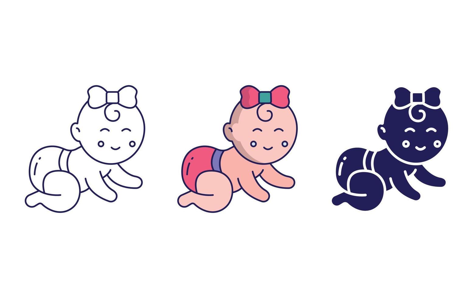 Baby crawling vector icon