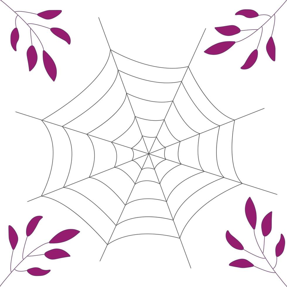 Cobweb and branches with lilac leaves vector