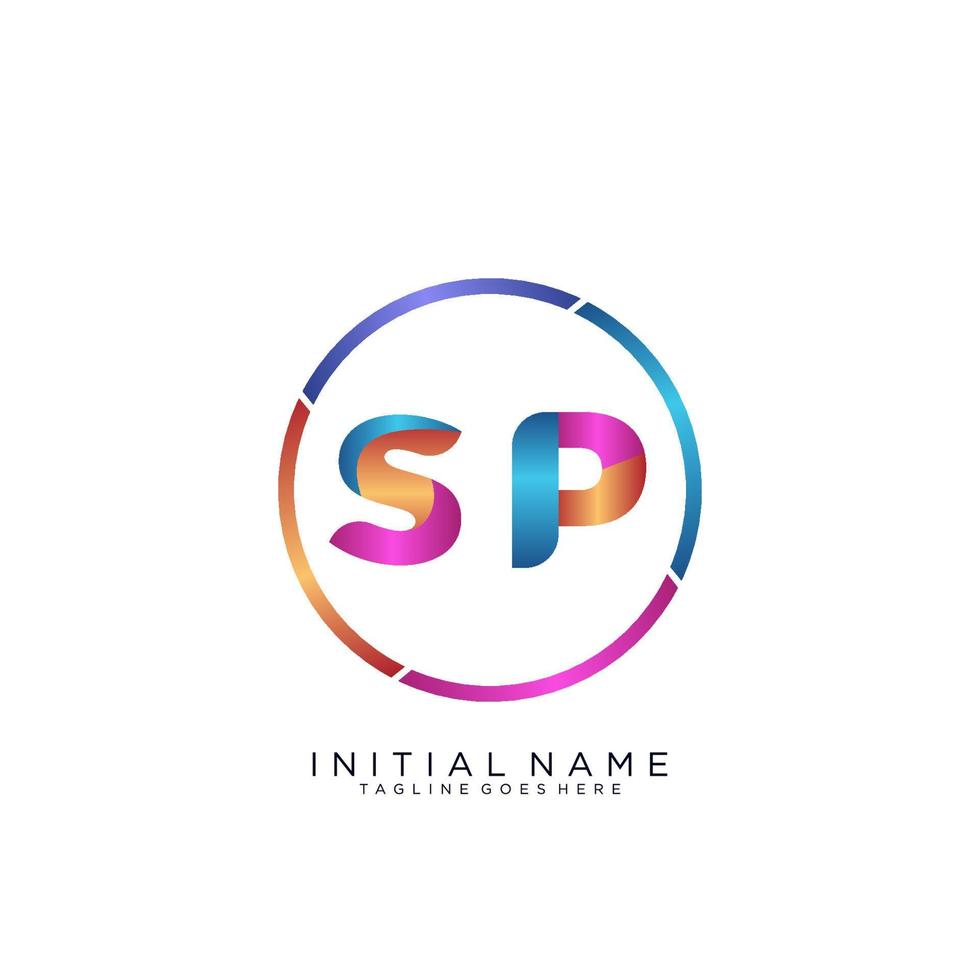 Letter SP colorfull logo premium elegant template vector