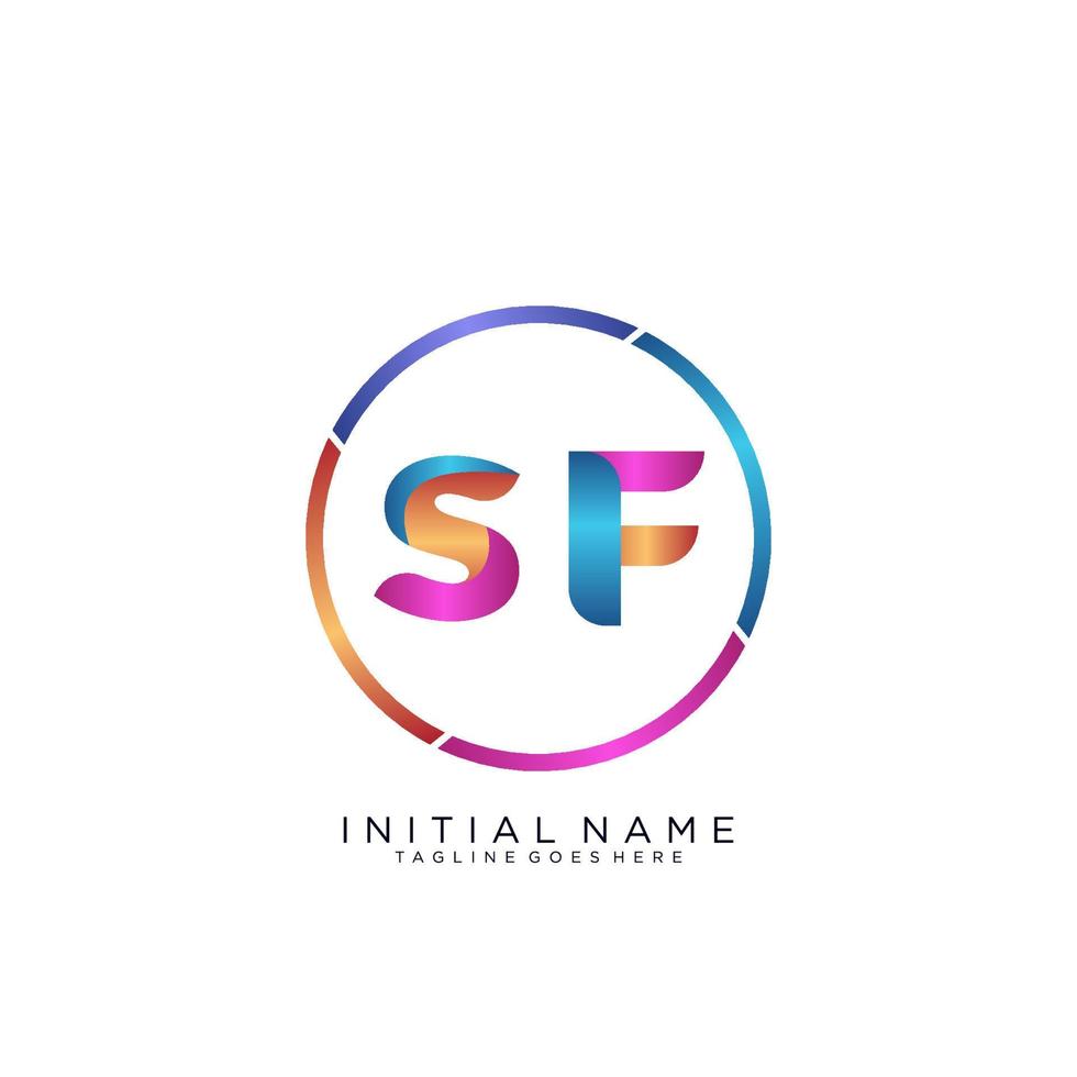 Letter SF colorfull logo premium elegant template vector