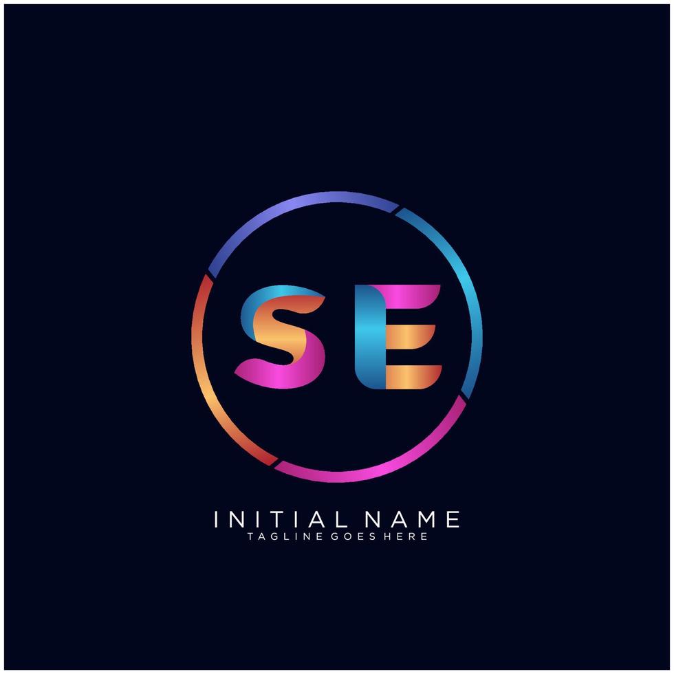Letter SE colorfull logo premium elegant template vector
