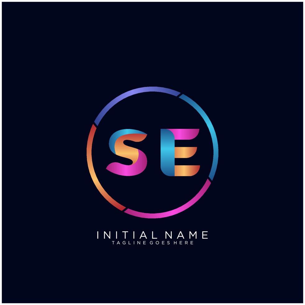 Letter SE colorfull logo premium elegant template vector