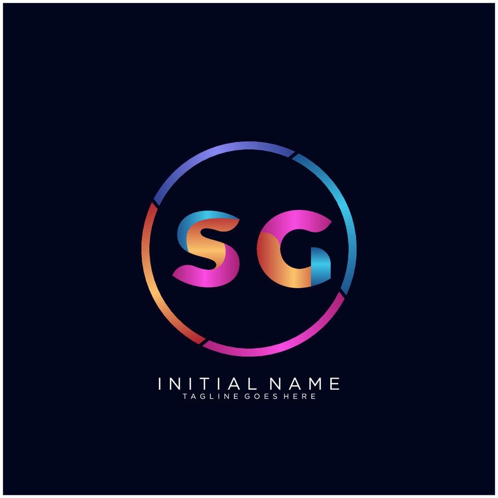 letra sg colorido logo prima elegante modelo vector