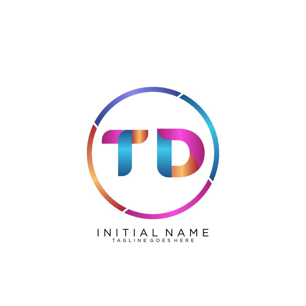 Letter TD colorfull logo premium elegant template vector