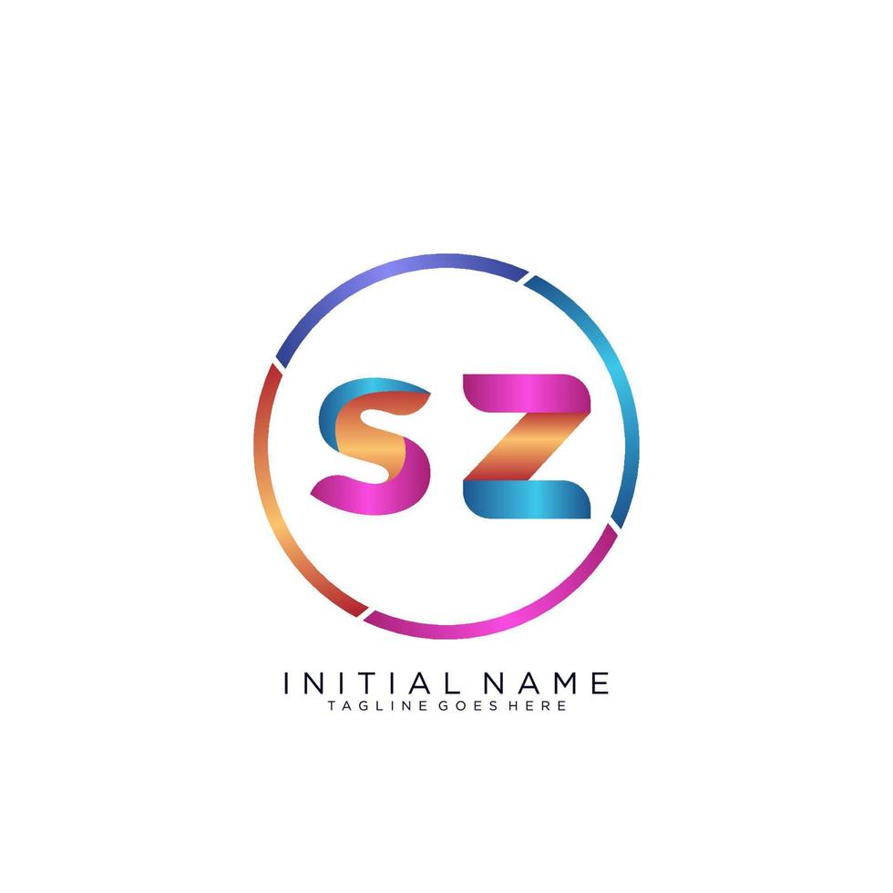 letra sz colorido logo prima elegante modelo vector