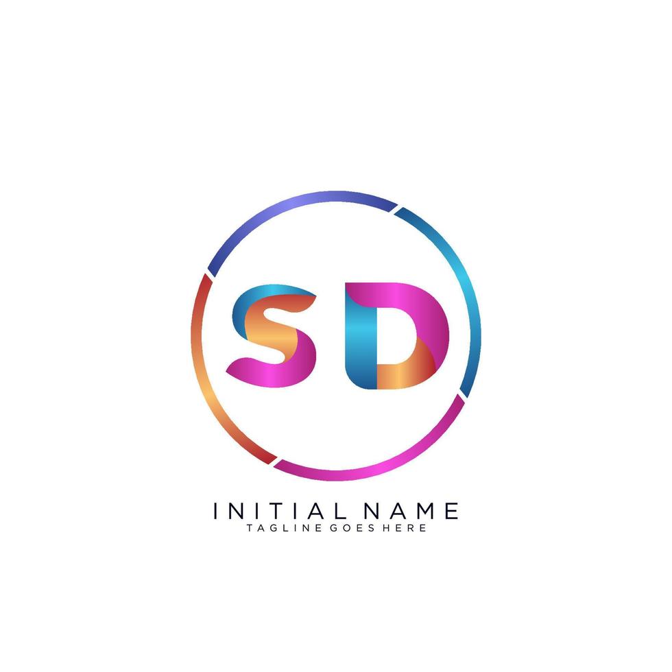 Letter SD colorfull logo premium elegant template vector