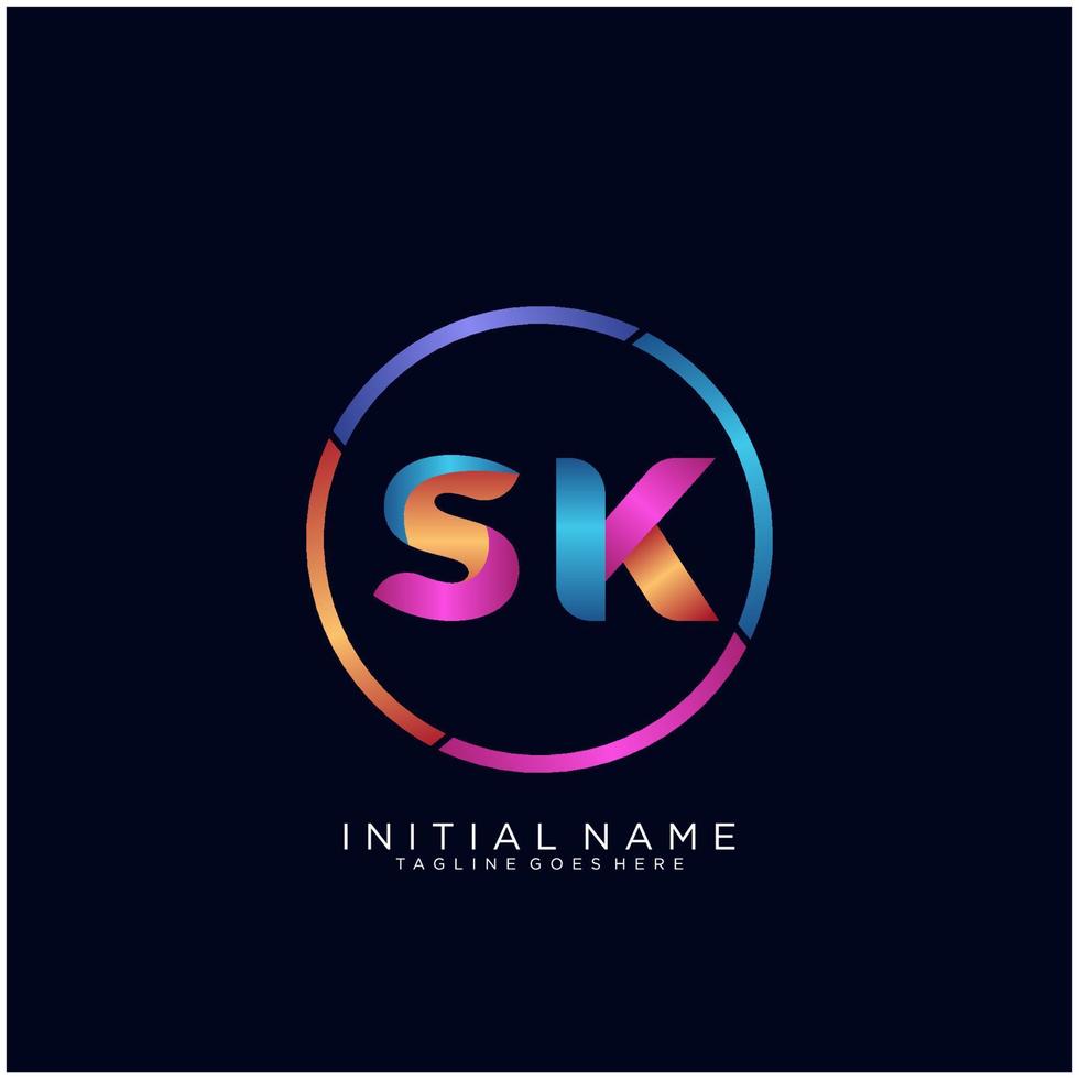 letra sk colorido logo prima elegante modelo vector