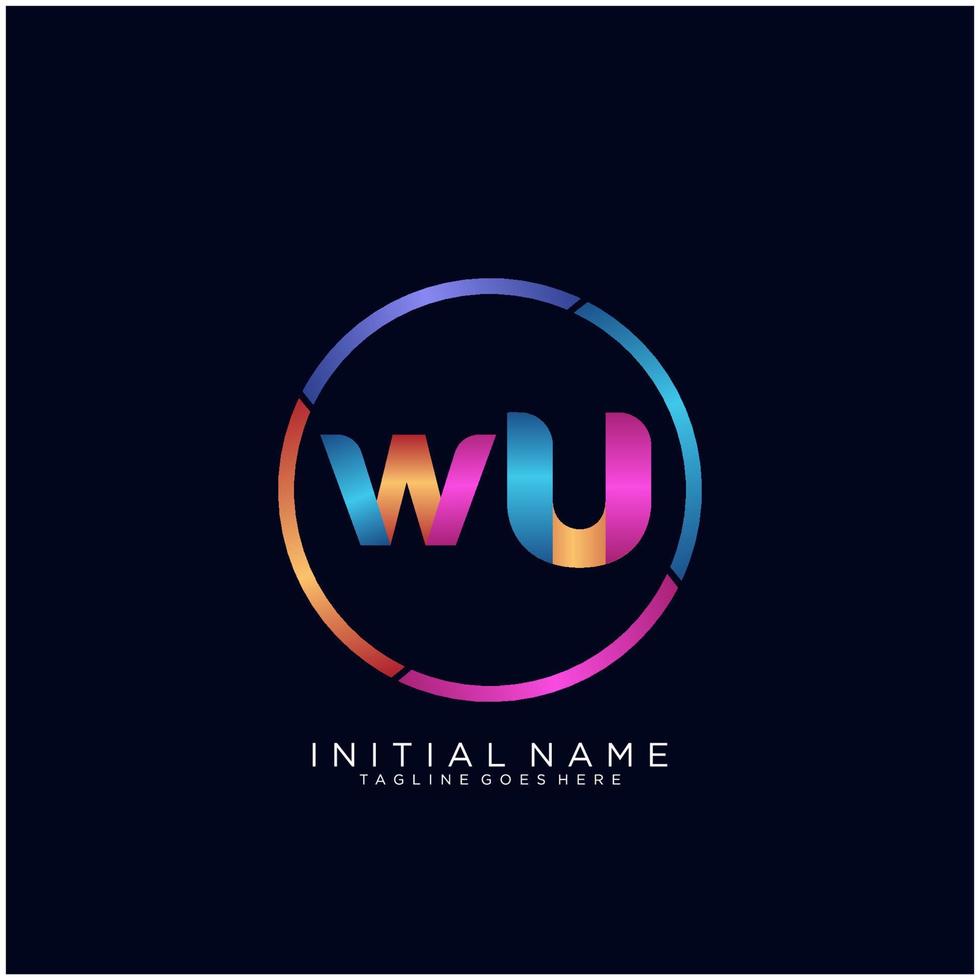 Letter WU colorfull logo premium elegant template vector