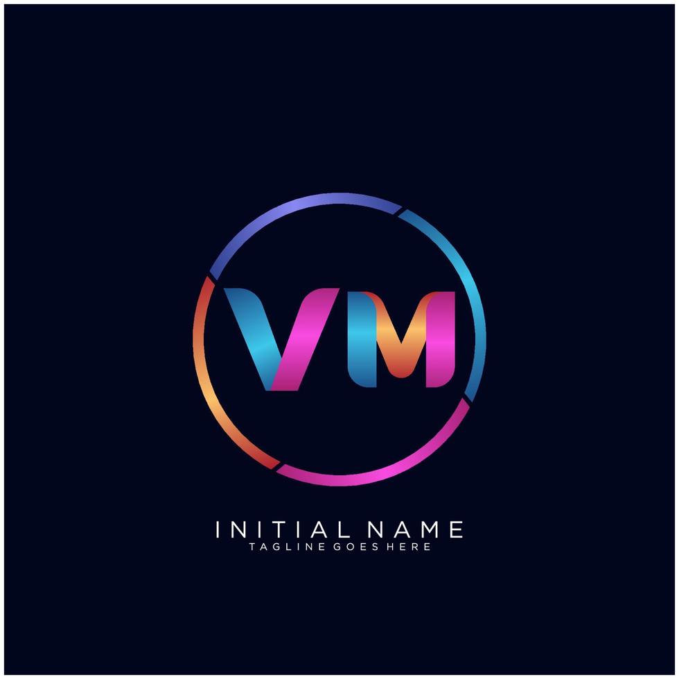 letra vm colorido logo prima elegante modelo vector