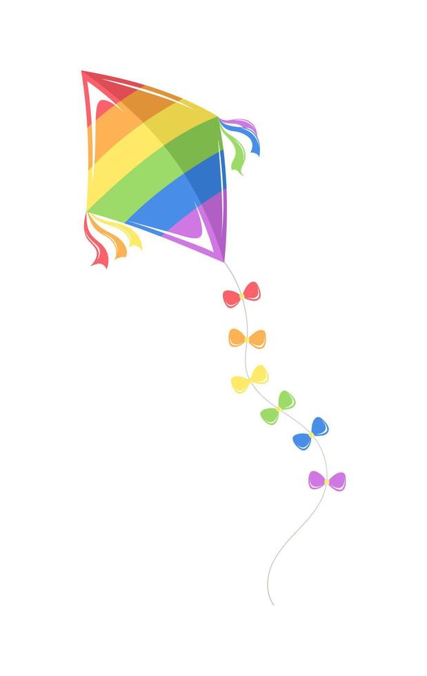 Rainbow kite vector illustration. Pride month flag symbol graphic element.