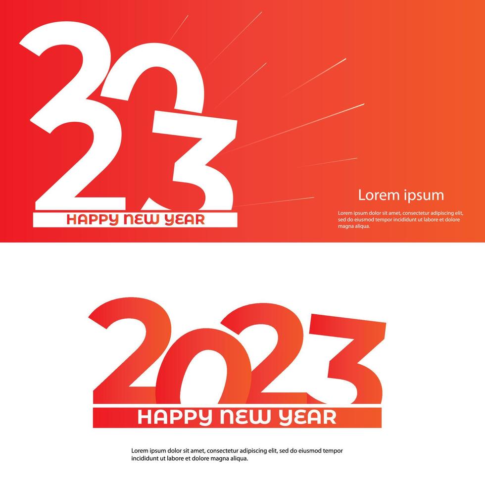 Set 2023 Happy New Year text design. Collection of symbols of 2023 Happy New Year. Greeting card, Concept of New Year celebration. Vector illustration