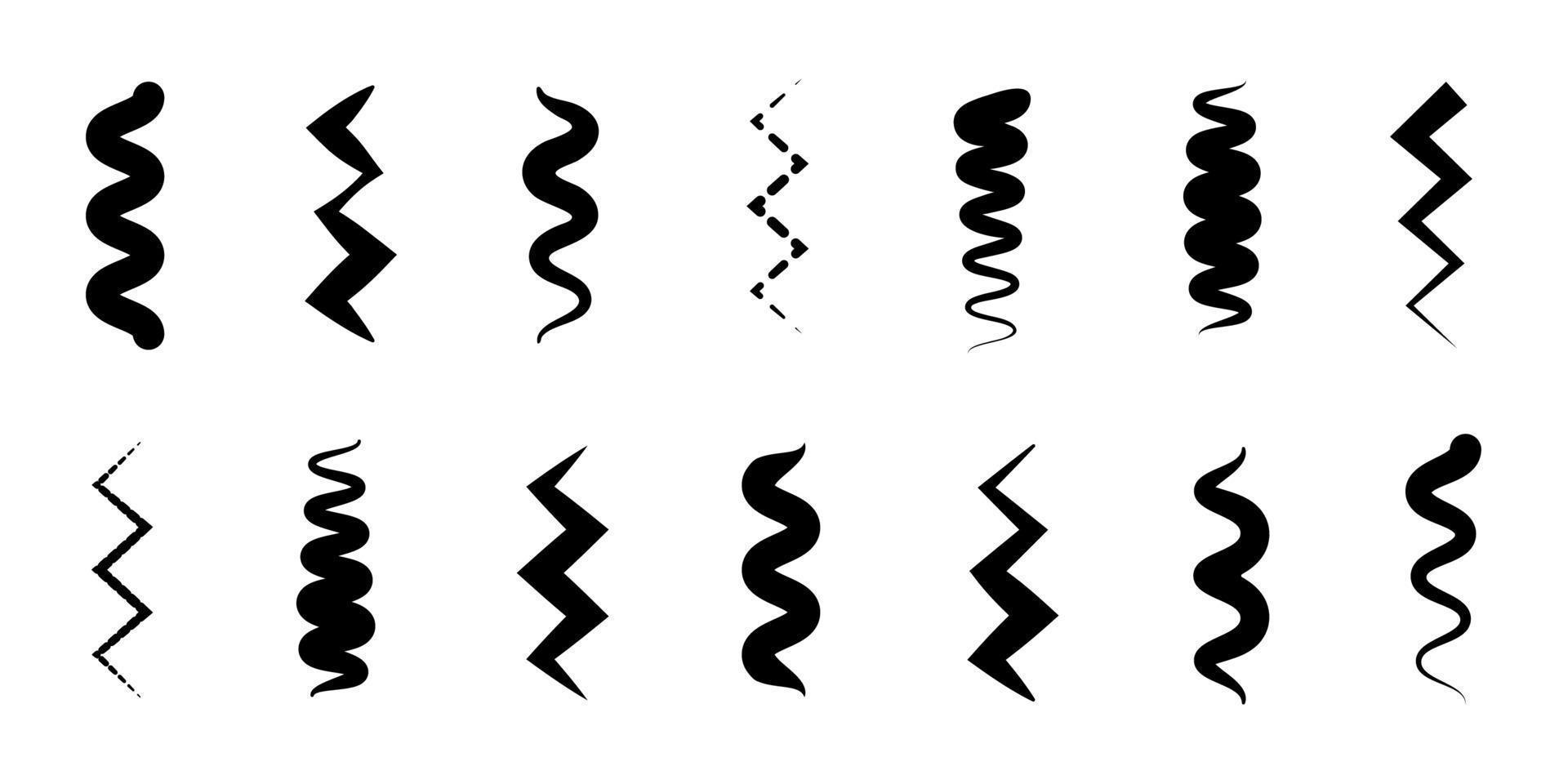 conjunto de resumen ondulado elementos y ondulante formas vector ilustración. negro y blanco forma libre señales.