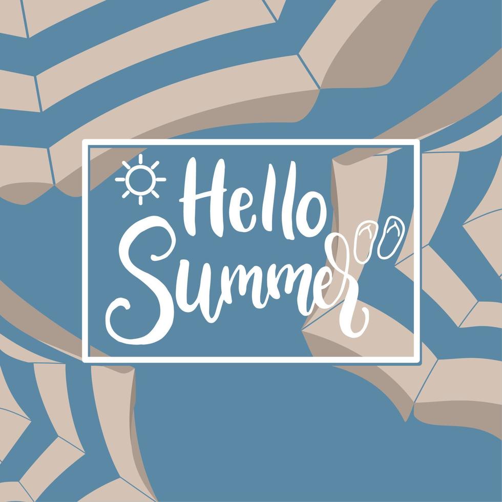 Hello summer concept background with umbrellas Vector illustration