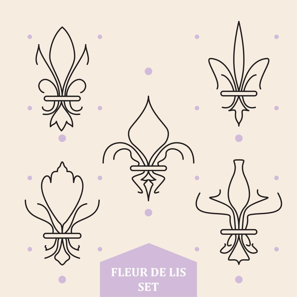 conjunto de resumen lys flor símbolos íconos vector ilustración