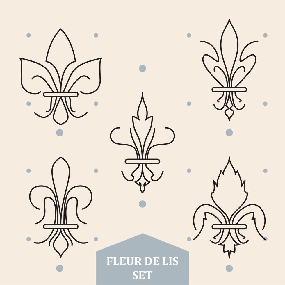 Set of abstract lys flower symbols icons Vector illustration