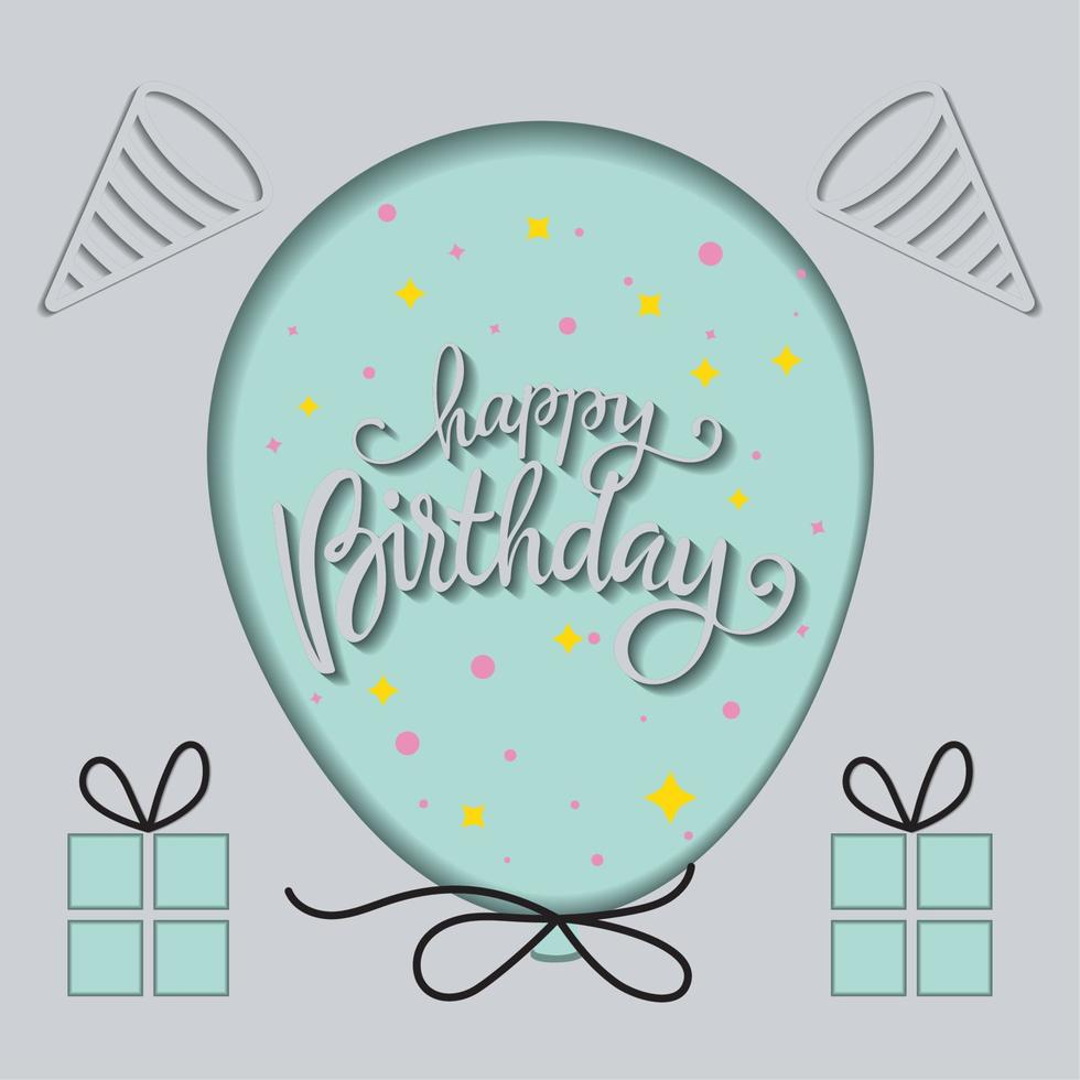 Colored multi layer happy birthday invitational card Vector illustration