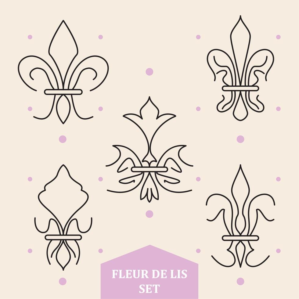 Set of abstract lys flower symbols icons Vector illustration