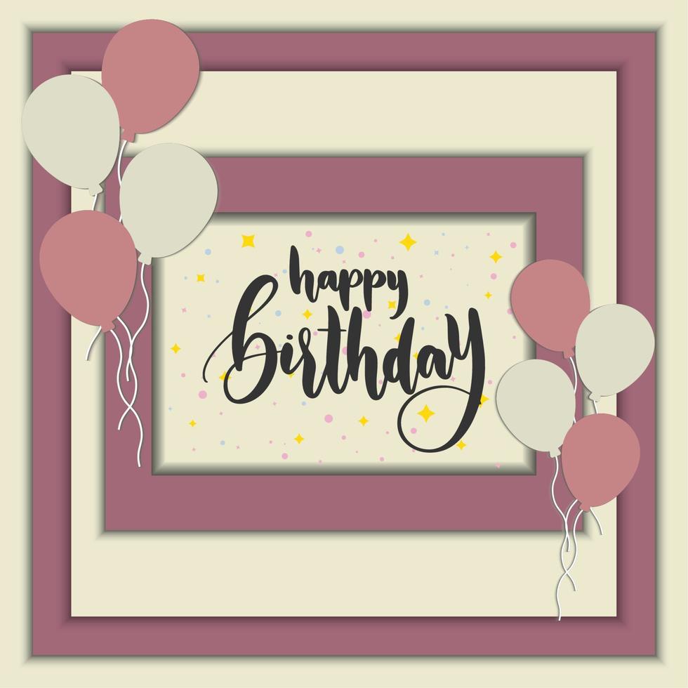 Colored multi layer happy birthday invitational card Vector illustration