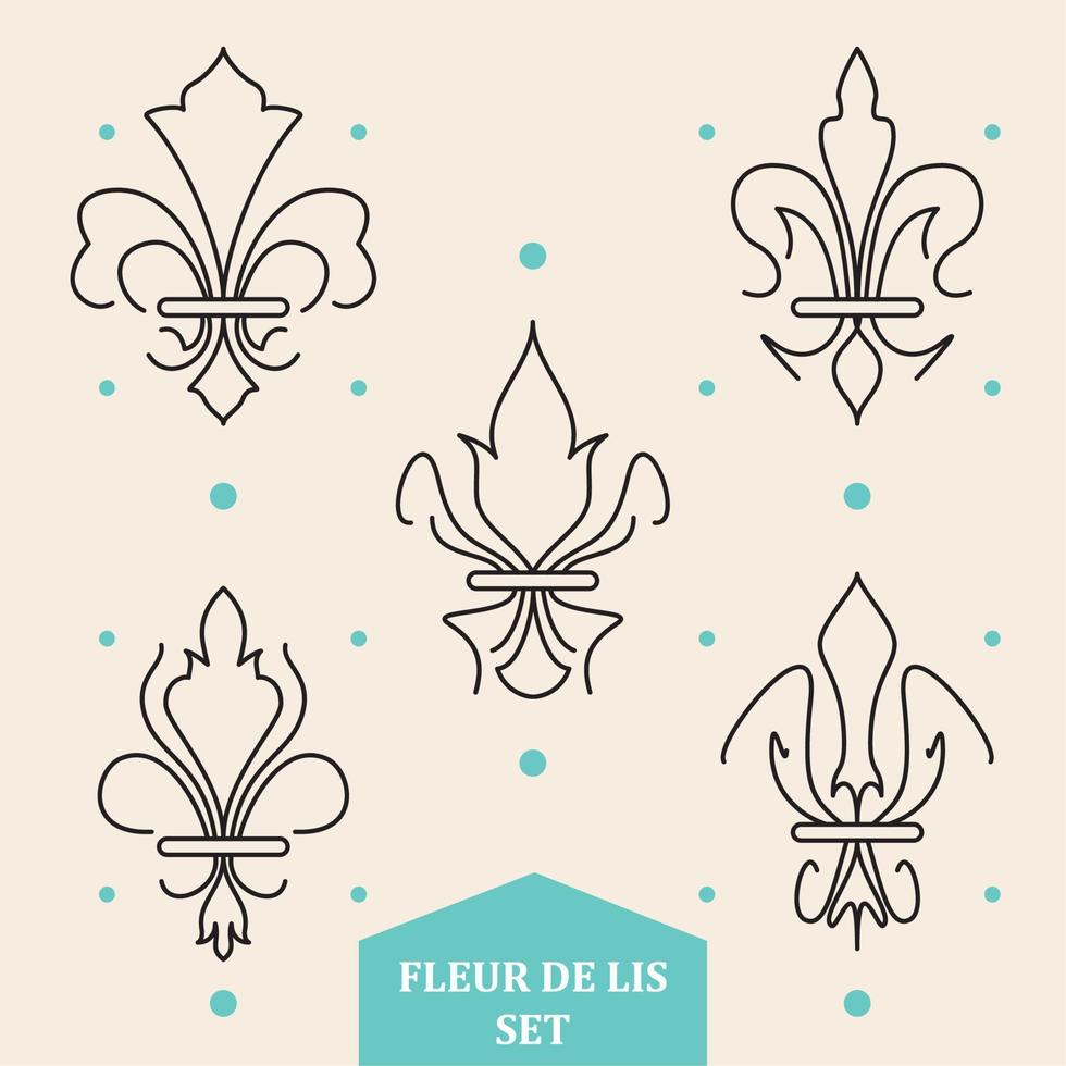 Set of abstract lys flower symbols icons Vector illustration