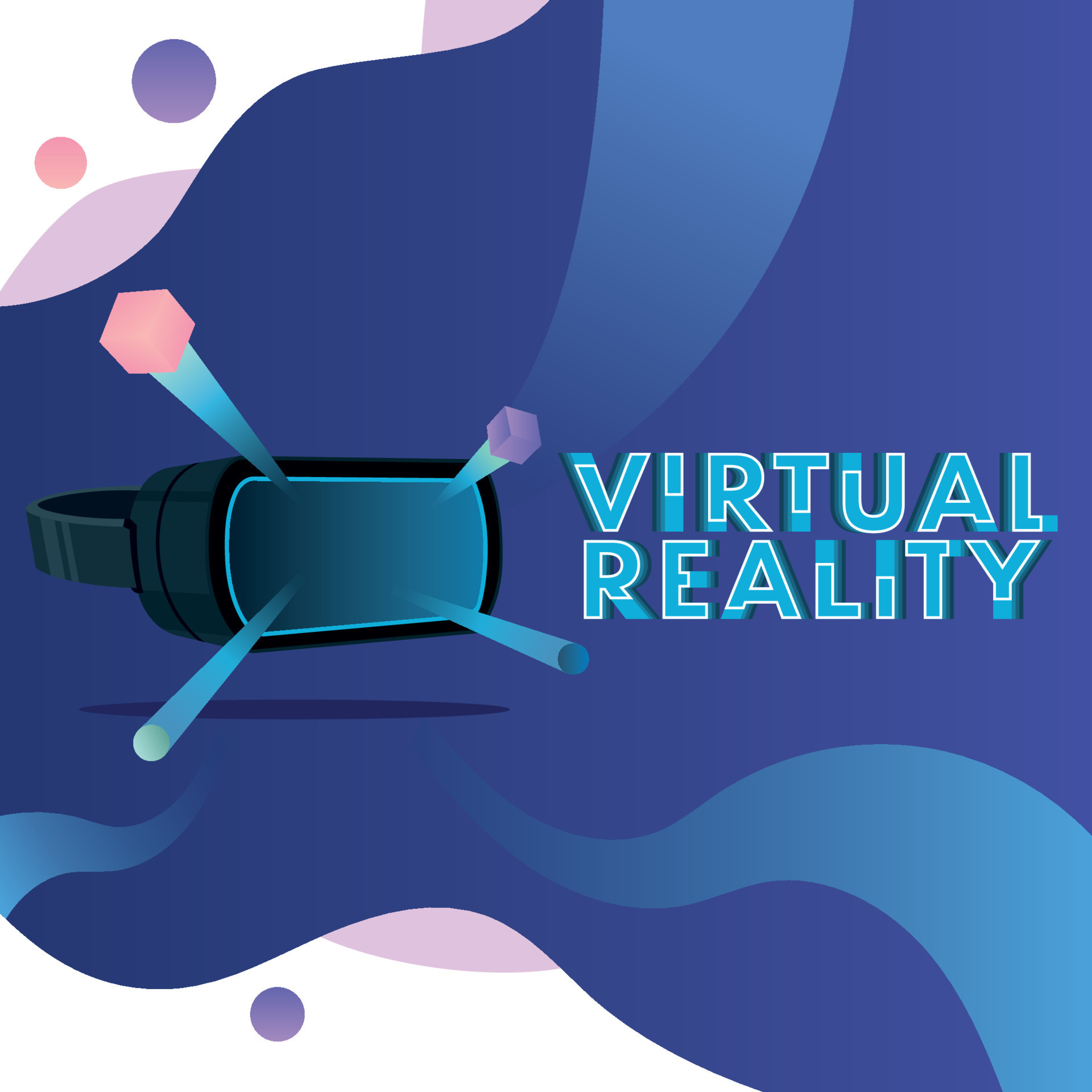 Colored virtual reality poster with glasses Vector illustration