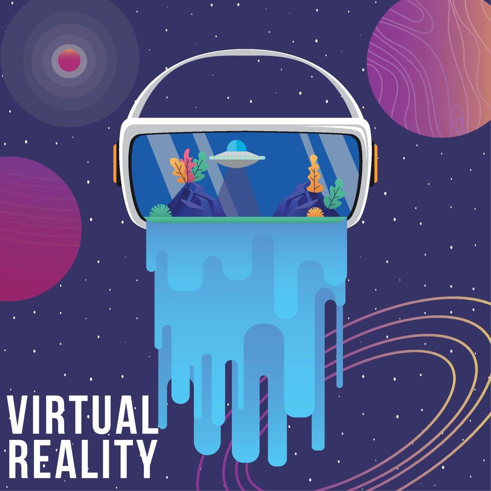 aislado virtual realidad lentes flotante en el universo vector ilustración