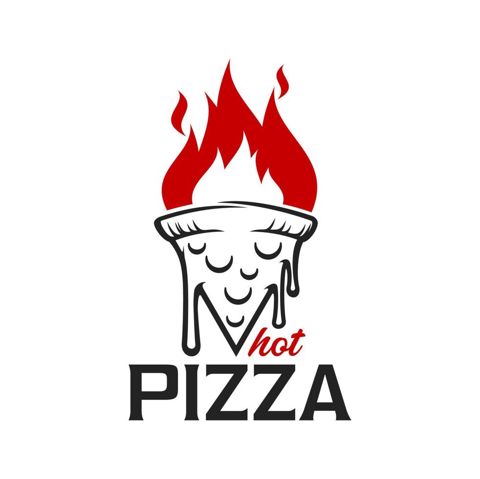 Pizza icon, street food restaurant retro symbol vector