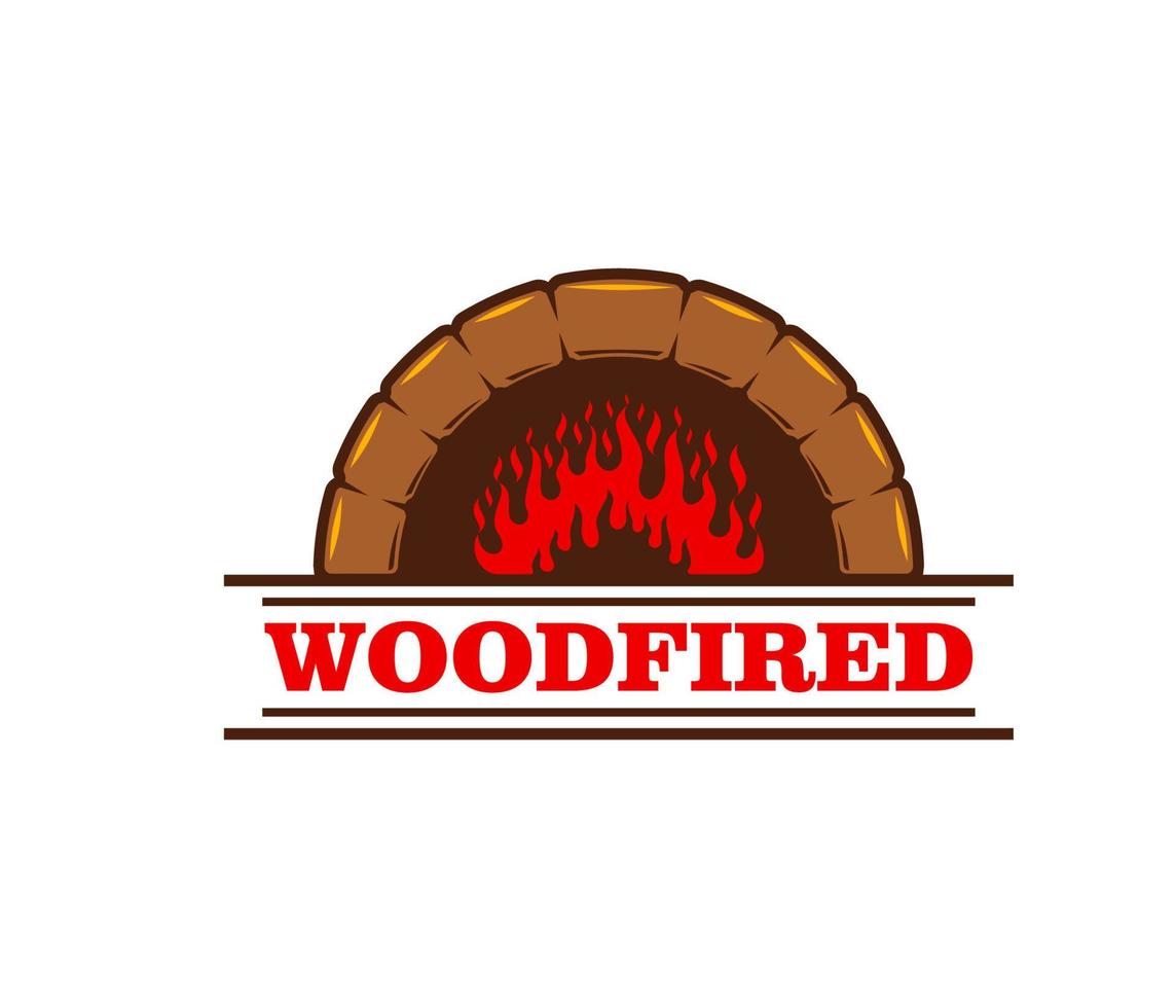 Firewood icon, fireplace wood on fire, restaurant vector